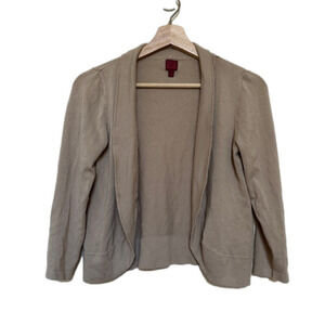 212 Collection Beige Tan Collared Cropped Cardigan Sweater Layering Women’s Fall